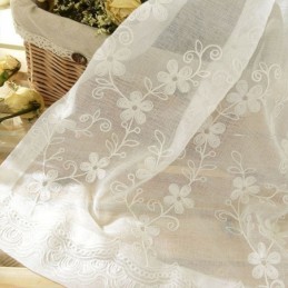 Rideau De Fenêtre Brodé Sur Mesure En Tulle Blanc À Fleurs Pour Salon Et Chambre À Coucher