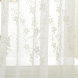 Rideau De Fenêtre Brodé Sur Mesure En Tulle Blanc À Fleurs Pour Salon Et Chambre À Coucher