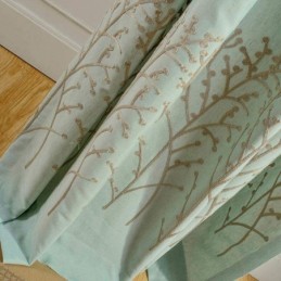 Rideau Américain Simple Sur Mesure, Broderie Verte, Tissu Respirant