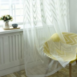 Rideau Brodé Moderne Sur Mesure, Motif Géométrique Ondulé, Pour Balcon