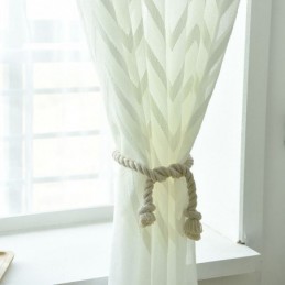 Rideau Brodé Moderne Sur Mesure, Motif Géométrique Ondulé, Pour Balcon