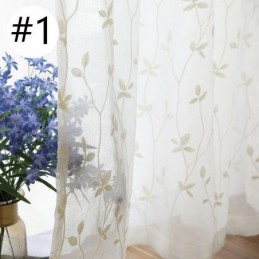 Rideaux En Voile Transparent Blanc, Broderie Décorative De Vigne, Rideaux De Fenêtre Pour Chambre À Coucher