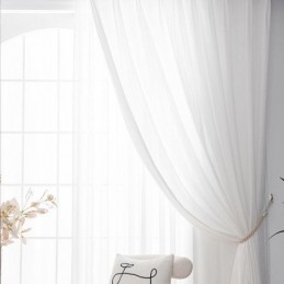 Rideau En Tulle Moderne Sur Mesure, Couleur Unie, Blanc, Transparent, Pour Salon