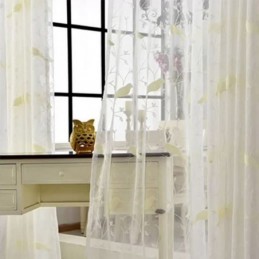 Rideau Transparent En Tulle Brodé Sur Mesure, Motif Oiseaux, Pour Salon Et Chambre À Coucher