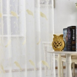 Rideau Transparent En Tulle Brodé Sur Mesure, Motif Oiseaux, Pour Salon Et Chambre À Coucher