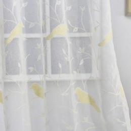 Rideau Transparent En Tulle Brodé Sur Mesure, Motif Oiseaux, Pour Salon Et Chambre À Coucher