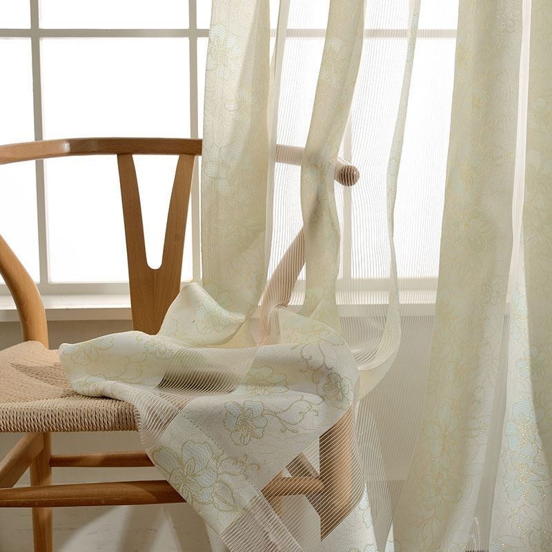 Rideau Simple Et Transparent En Tissu Jacquard Peachblosom Pour Chambre À Coucher Et Salon
