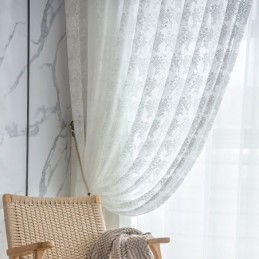 Rideaux Transparents En Tulle Floral, Élégants Rideaux En Voile Blanc Sur Mesure, Pour Salon