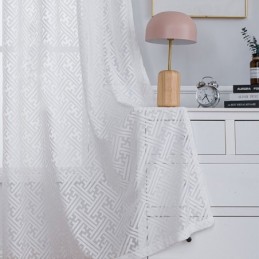 Rideaux En Tulle Blanc Modernes Pour Chambre À Coucher, Voilages Géométriques, Rideaux Sur Mesure Pour Fenêtres