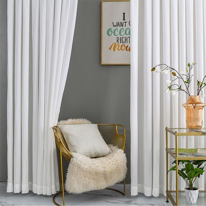 Rideaux En Tulle Blanc Pour Chambre À Coucher, Voile Transparent, Couleur Unie