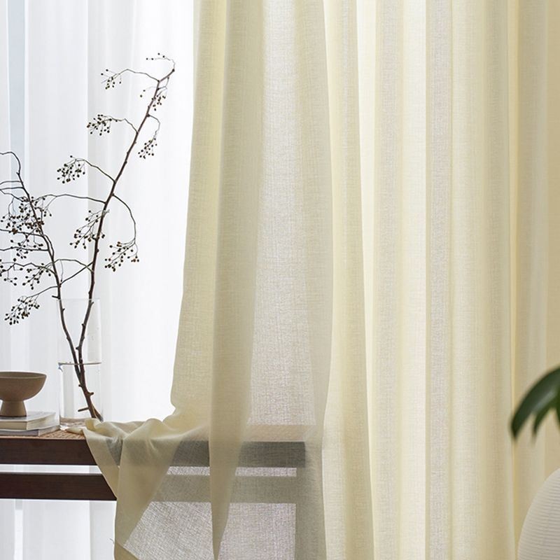Rideaux En Tulle Et Coton Et Lin Pour Salon, Café, Couleur Unie