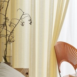 Rideaux En Tulle Et Coton Et Lin Pour Salon, Café, Couleur Unie