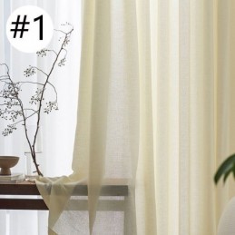 Rideaux En Tulle Et Coton Et Lin Pour Salon, Café, Couleur Unie