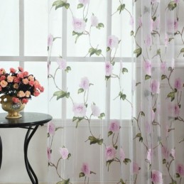 Rideaux Transparents À Fleurs En Tulle Pour Décoration D'Intérieur