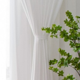 Rideaux Blancs Translucides En Jacquard De Style Nordique Pour Salon Et Chambre À Coucher