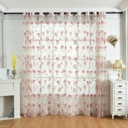 Rideaux En Tulle Fleuris Modernes, Voile Transparent Pastoral Pour Salon Et Chambre À Coucher