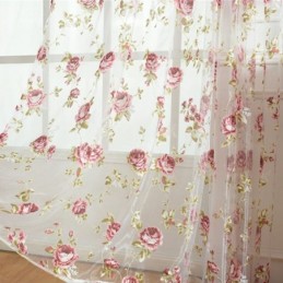 Rideaux En Tulle Fleuris Modernes, Voile Transparent Pastoral Pour Salon Et Chambre À Coucher