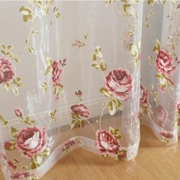 Rideaux En Tulle Fleuris Modernes, Voile Transparent Pastoral Pour Salon Et Chambre À Coucher