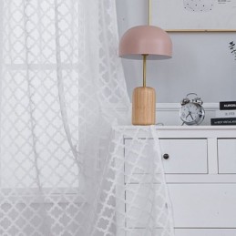 Rideaux Transparents Blancs À Motif Diamant Pour Salon Et Chambre À Coucher