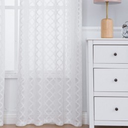 Rideaux Transparents Blancs À Motif Diamant Pour Salon Et Chambre À Coucher