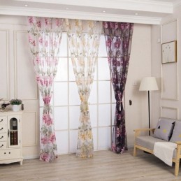 Rideau Transparent Européen Sur Mesure En Tulle À Fleurs Rustiques Pour Salon Et Chambre À Coucher