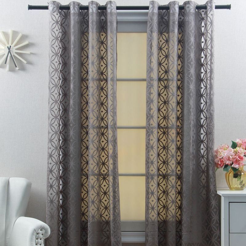 Rideau En Tulle Européen Sur Mesure, Gris Transparent, Pour Salon