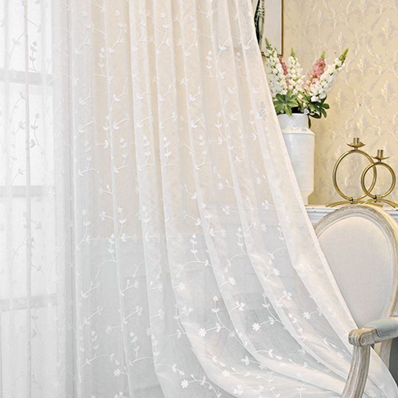 Rideaux Décoratifs En Tulle Brodé De Plantes Pour Fenêtre De Chambre