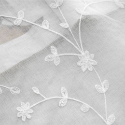 Rideaux Décoratifs En Tulle Brodé De Plantes Pour Fenêtre De Chambre