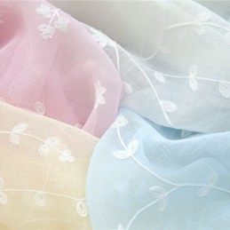Rideaux Décoratifs En Tulle Brodé De Plantes Pour Fenêtre De Chambre