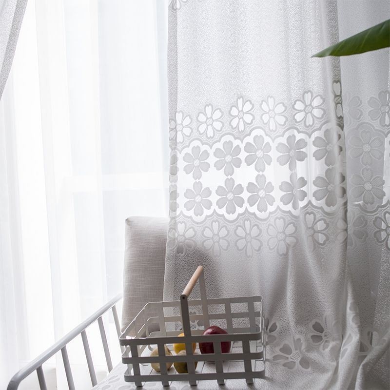 Rideaux En Tulle Blanc Modernes, Voilages Fleuris, Sur Mesure, Pour Salon