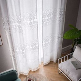 Rideaux En Tulle Blanc Modernes, Voilages Fleuris, Sur Mesure, Pour Salon