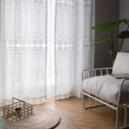 Rideaux En Tulle Blanc Modernes, Voilages Fleuris, Sur Mesure, Pour Salon