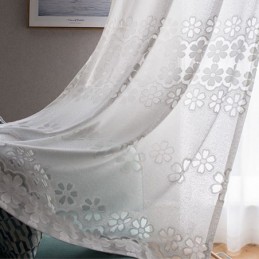 Rideaux En Tulle Blanc Modernes, Voilages Fleuris, Sur Mesure, Pour Salon
