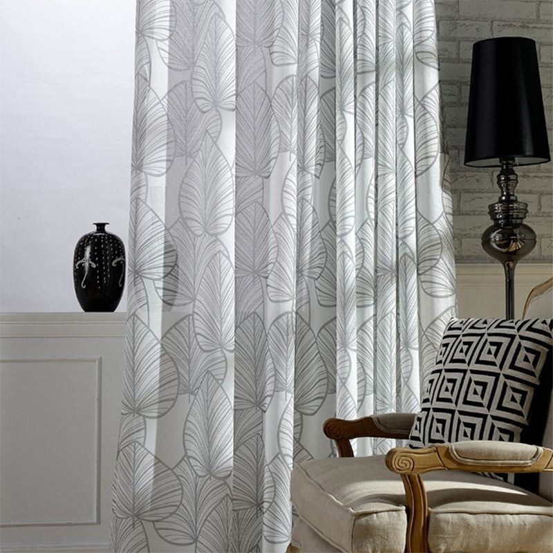 Rideau Imprimé Feuilles Sur Mesure En Tulle Transparent Pour Salon Et Chambre À Coucher