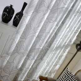 Rideau Imprimé Feuilles Sur Mesure En Tulle Transparent Pour Salon Et Chambre À Coucher