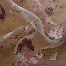 Rideaux En Tulle Imprimés De Fleurs Et De Papillons, Décoration De Fenêtre, Rideau En Voile, Rideau Sur Mesure