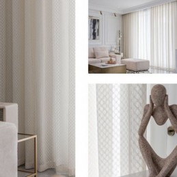 Rideaux En Tulle Blanc Modernes, Voilages Géométriques, Sur Mesure Pour Salon