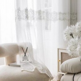 Rideaux Transparents Géométriques En Tulle Brodé Moderne Pour Salon