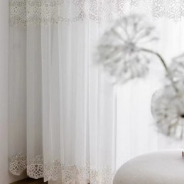 Rideaux Transparents Géométriques En Tulle Brodé Moderne Pour Salon