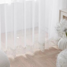Rideaux Transparents Géométriques En Tulle Brodé Moderne Pour Salon