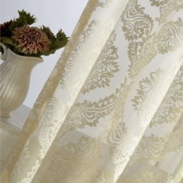 Rideaux En Tulle Brodés Européens, Rideaux De Fenêtre Romantiques Semi-Transparents En Jacquard