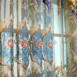 Rideau En Tulle Exquis, Fabriqué Sur Mesure, Rideau Européen Brodé À Fleurs, Rideaux Transparents Pour La Décoration De La Pièce