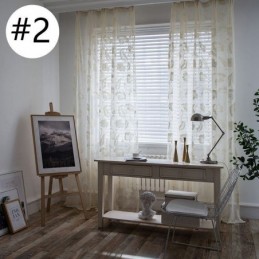Rideaux En Voile Transparent Blanc, Broderie Décorative De Vigne, Rideaux De Fenêtre Pour Chambre À Coucher