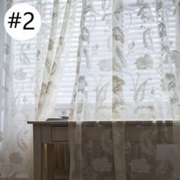 Rideaux En Voile Transparent Blanc, Broderie Décorative De Vigne, Rideaux De Fenêtre Pour Chambre À Coucher