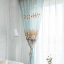 Rideaux Transparents De Luxe, Semi-Voile Brodé Floral, Rideau Sur Mesure Pour Chambre À Coucher