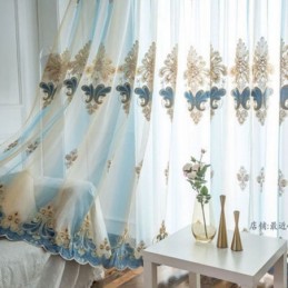 Rideaux Transparents De Luxe, Semi-Voile Brodé Floral, Rideau Sur Mesure Pour Chambre À Coucher