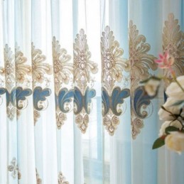 Rideaux Transparents De Luxe, Semi-Voile Brodé Floral, Rideau Sur Mesure Pour Chambre À Coucher