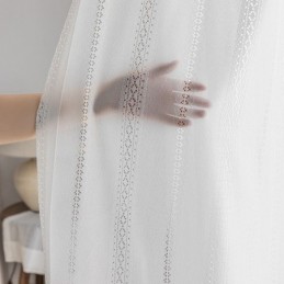 Rideau De Fenêtre Classique Géométrique En Organza Brodé Blanc Pour Salon, Sur Mesure