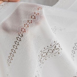 Rideau De Fenêtre Classique Géométrique En Organza Brodé Blanc Pour Salon, Sur Mesure