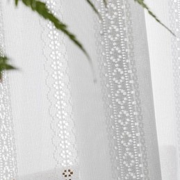 Rideau De Fenêtre Classique Géométrique En Organza Brodé Blanc Pour Salon, Sur Mesure